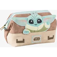 Star Wars The Mandalorian Grogu Leatherette Travel Toiletry Bag Beige,Marron