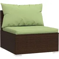 vidaXL Ensemble de salon de jardin 5 pièces avec coussins Poly rotin brun