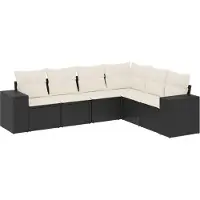 vidaXL Ensemble de salon de jardin 6 pièces avec coussins noir poly rotin