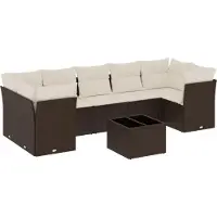 vidaXL Ensemble de jardin canapé 8 pièces avec coussins Marron Poly rotin