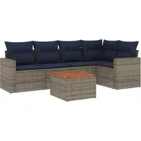 vidaXL Ensemble de salon de jardin 6 pièces avec coussins Gris Poly rotin