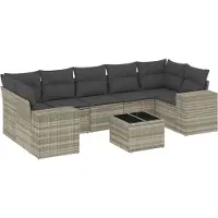 vidaXL Ensemble de jardin canapé 8 pièces avec coussins gris clair Poly rotin