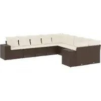 vidaXL Ensemble de salon de jardin 11 pièces avec coussins Marron Poly rotin