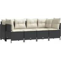 vidaXL Ensemble de salon de jardin 5 pièces avec coussins noir poly rotin