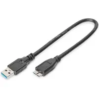 Digitus AK-300117-003-S 0.25m USB A Micro-USB B Mâle Mâle Noir Câble USB (AK-112344)
