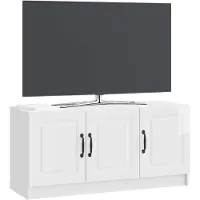 vidaXL Meuble TV , blanc brillant, 99 x 34,5 x 47 cm, aggloméré