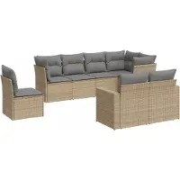 vidaXL Ensemble de jardin canapé 8 pièces avec coussins Beige Poly Rattan