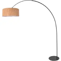Steinhauer Lampe à arc noir Curve avec un chapeau en liège de 50 cm Ø