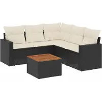 vidaXL Ensemble de salon de jardin 6 pièces avec coussins noir poly rotin