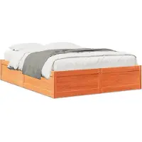 vidaXL Lit en bois massif, sans matelas, en pin brun ciré 160x200