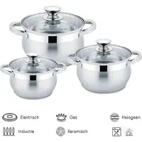 ROYAL SWISS Batterie de cuisine 6 pièces à induction + couvercles en verre, compatible avec tous les types de cuisinières