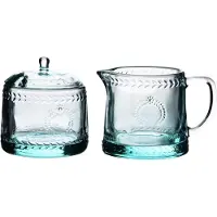 Mondex Set de pâtisserie en verre sodocalcique Ecila Light Ø9 x H7,3 cm + 300 ml, turquoise clair, 2 pièces