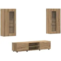 vidaXL Ensemble de meubles TV avec porte FLORIN, 3 pièces, en bois d'ingénierie « chêne artisan »