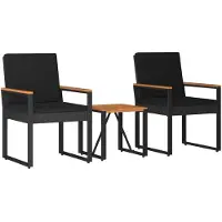 Syfax Ensemble de meubles d'extérieur 3 pcs Noir polyrotin