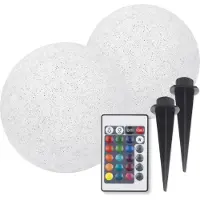 DS Produkte EASYmaxx : Lot de 2 lampes solaires LED, changement de couleur, aspect pierre, 30 cm, pour piscine ou étang