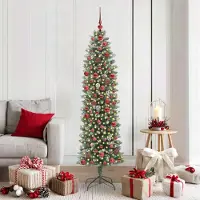 Prolenta Maison Exclusive - Sapin de Noël artificiel élancé, vert et blanc, 180 cm