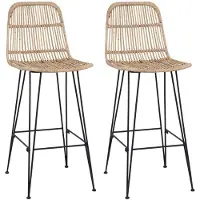 vidaXL Tabourets de bar, lot de 2, couleur naturelle, 44 x 55 x 109 cm, rotin et acier