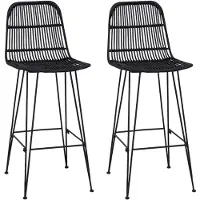 vidaXL Tabourets de bar, lot de 2, noir, 44 x 55 x 109 cm, rotin et acier