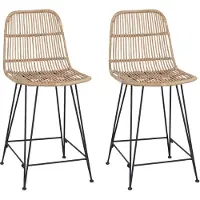Syfax Tabouret de bar 2 pcs Naturel 44 x 54 x 96 cm Rattan et Acier