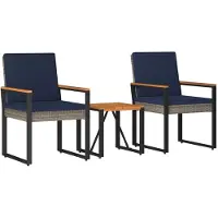 Syfax Ensemble de meubles d'extérieur 3 pcs Gris et bleu marine