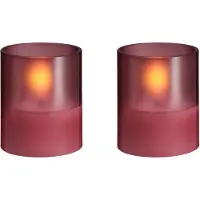 Moods & More Bougie LED en verre - Hurricane - Vintage Rose - 47x57 mm - 2 pcs (2x)