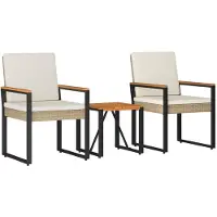 Syfax Ensemble de meubles d'extérieur 3 pcs Beige et blanc crème