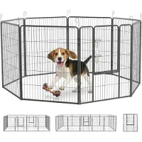 PawHut Enclos pour chiots, conception modulaire, 16 éléments, acier, gris