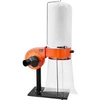 Vevor Collecteur de Poussière Cône Vortex 1 HP Dépoussiéreur Mobile avec Sac Collecte Poussière et Sac Filtrant 60 L Système Dépoussiérage Précision 2,5 microns Collecteur de Sciure pour Travail Bois
