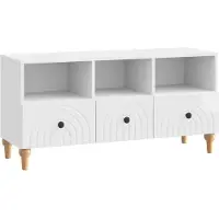 Syfax Meuble TV Blanc Brillant 102 x 34,5 x 50 cm Bois d’ingénierie