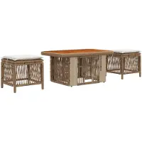 Syfax Ensemble de salle à manger pour jardin 3 pcs Beige et crème