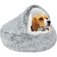 Famanu Coussin pour chien - 65 cm - apaisant et anti-stress - pour chiens de petite et moyenne taille - fond antidérapant - gris