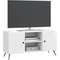 vidaXL Meuble TV 102 x 34,5 x 50 cm, blanc brillant, aggloméré