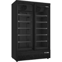Saro Congélateur commercial d'une capacité de 1006 litres - refroidissement par ventilation forcée, 2 portes vitrées, noir