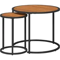 Syfax Ensemble de tables basses 2 pcs Naturel et noir 55 x 55 x 45 cm