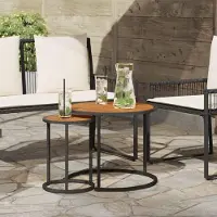 Prolenta Maison Exclusive - Ensemble de deux tables basses. Naturel et noir. 55 x 55 x 45 cm
