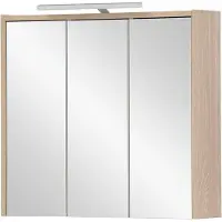 Famanu Armoire de toilette en bois, finition chêne clair, 65 x 16 x 60 cm