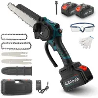 OEM Tronçonneuse sans fil 8 pouces, 2 batteries de 4000 mAh, jardinage et travail du bois