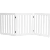 Costway Barrière pour chien hauteur 60cm, Barrière de sécurité en bois pliable, Barrière d'escalier Barrière pour chien flexible Barrière de porte (3 panneaux, blanc)