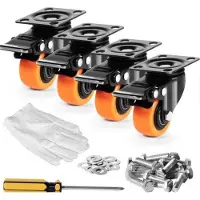 OEM Roulettes professionnelles, lot de 4 - Roulettes en PVC - Double verrouillage - Hauteur : 18,5 cm - Matériel de montage inclus