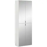 GuenstigEinrichten ProjektX armoire de rangement 4 portes blanche, miroir.