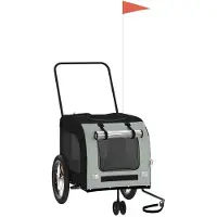 Syfax Remorque de vélo pour animaux de compagnie noir et gris