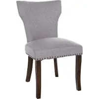 CLP - Chaise de salle à manger Zadar, revêtement en tissu gris, structure de couleur antique foncé