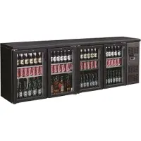CombiSteel Réfrigérateur de bar noir à 4 portes vitrées