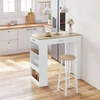 OEM Îlot de cuisine - Bloc de cuisine avec plan de travail - Îlot de cuisine/table de bar - Table - 100 x 100 x 50 cm - Blanc/marron