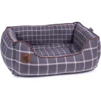 OEM Lit pour chien Checkered Square grand format, gris