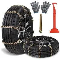 OEM Chaînes de traction universelles pour voiture, lot de 8 - Sangle avec pelle à neige et gants - Chaînes de sécurité