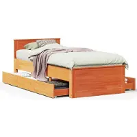 vidaXL Lit en bois massif sans matelas avec tête de lit brun 200x200 cm