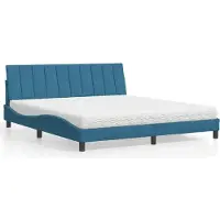 vidaXL Lit avec matelas "Hanko" bleu 180x200 cm velours
