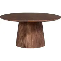 Meublorama Table basse ronde RIMBAUD – Effet bois brun 80 cm