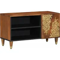 Syfax Meuble TV Marron miel 80 x 33 x 46 cm Bois de mangue massif